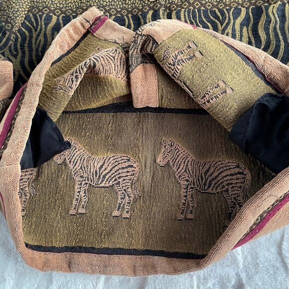 🔥Vintage 90s Sag Harbor Safari Zebra Cheetah Artsy Tapestry Button Jacket Sz 16 - Picture 7 of 12